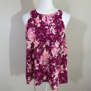 Old Navy sz med top sleeveless “swing top” in a cranberry floral print